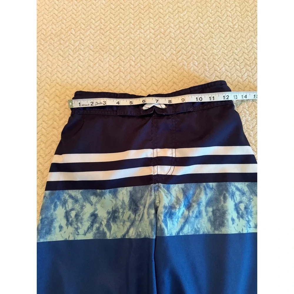 Cat & Jack Boys Blue Colorblock Tie Dye Striped Swim Trunks Board Shorts L 12/14